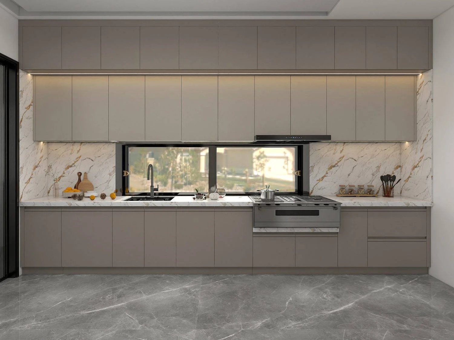 Apartment project kitchen cabinets